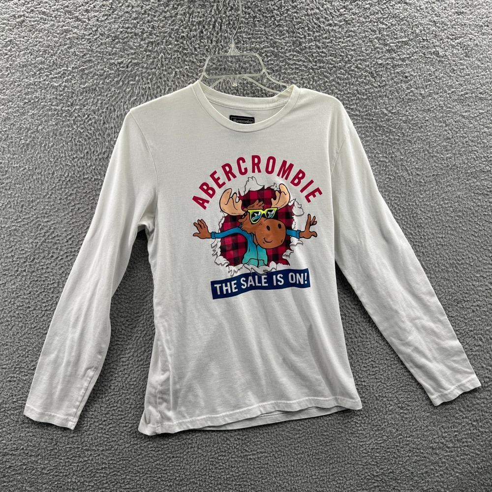 Abercrombie & Fitch Mens Moose Graphic Tee M Casual Novelty Y2K Spellout Retro